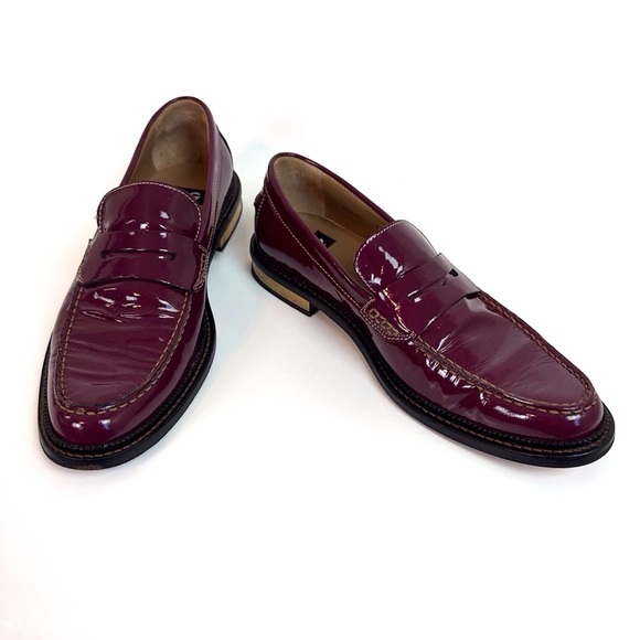 Dolce & Gabbana Burgundy Patent Leather Penny Loafers EU 39 US 8 Glossy Flat - Picture 1 of 16
